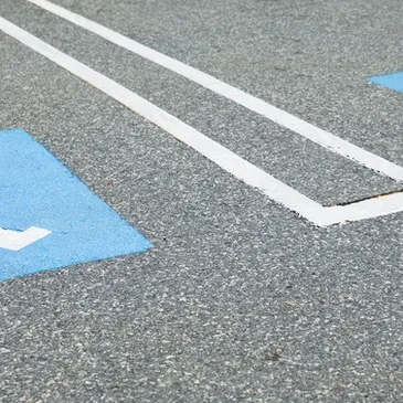 Freshly striped parking lot